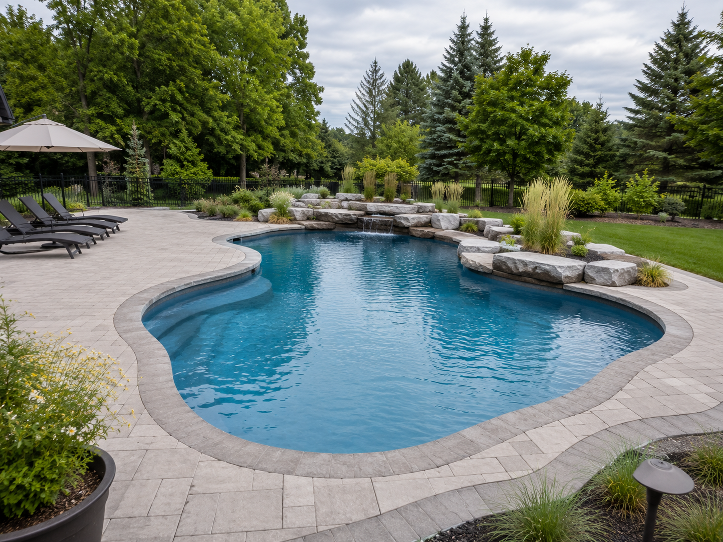 Freeform pool after leak repair Wellington County Freeform inground pool after leak repair Wellington County Ontario