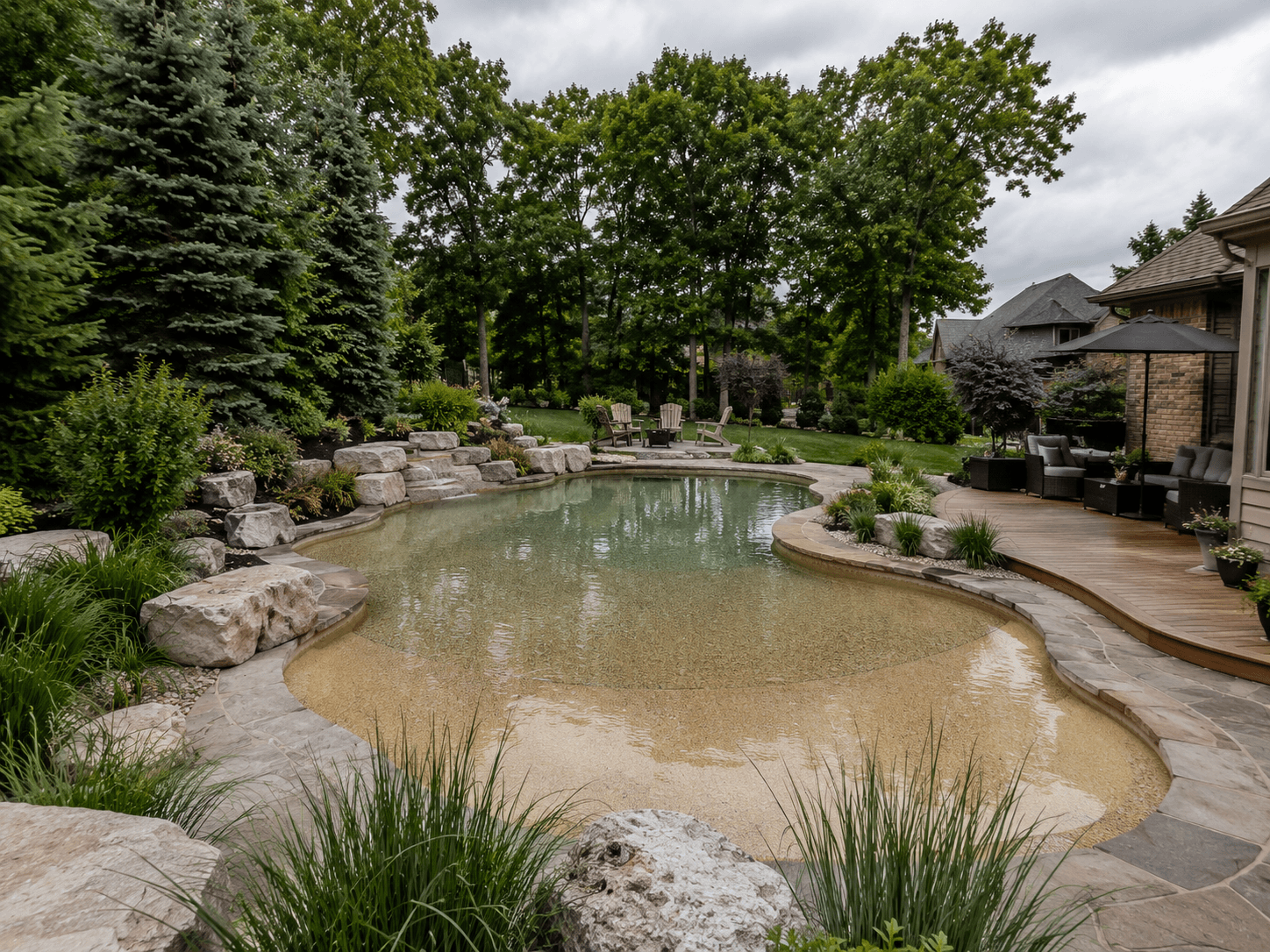 Freeform vinyl liner replacement sand stone pattern Ontario