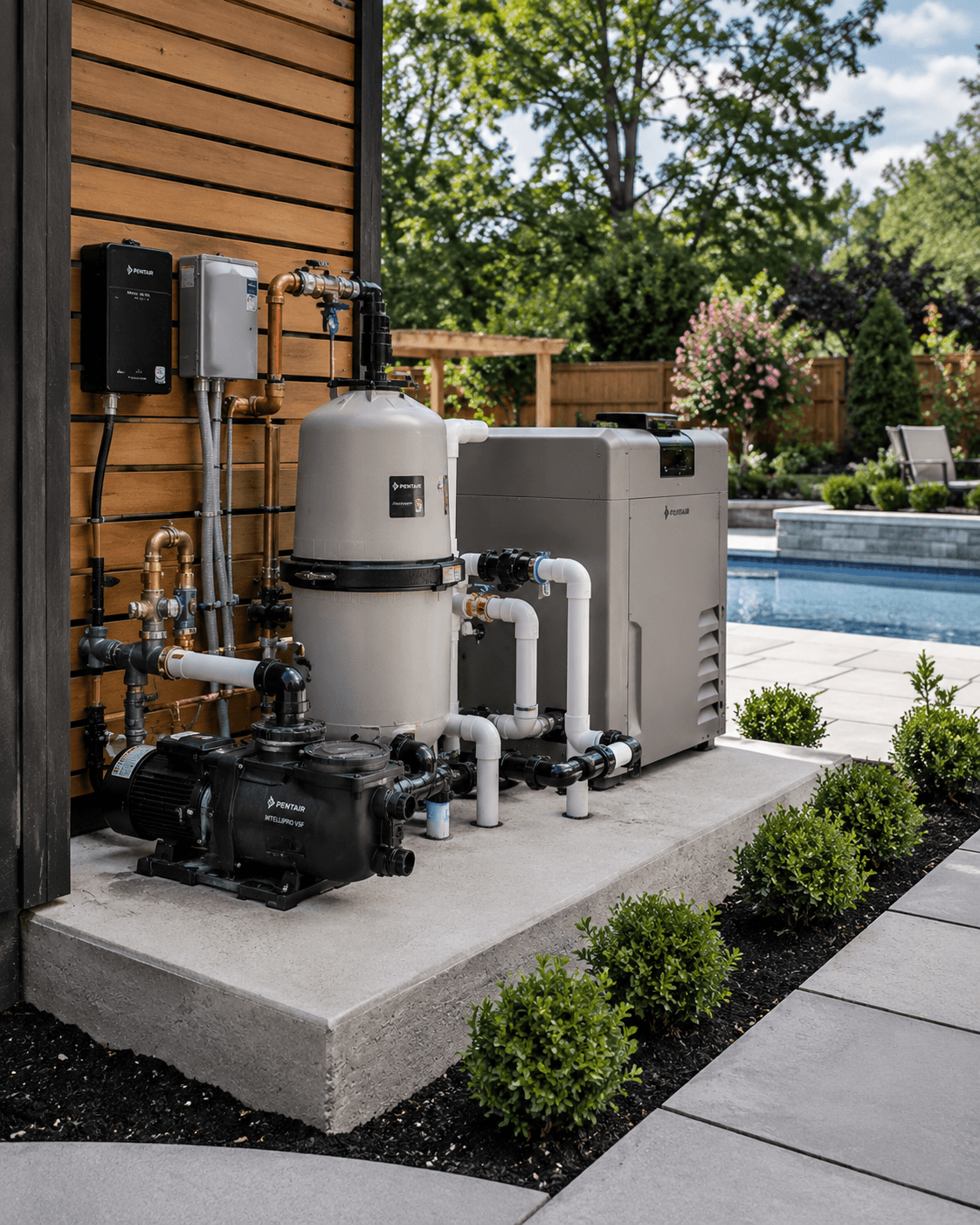 Pool equipment upgrade installation variable speed pump filter heater Wellington County Ontario