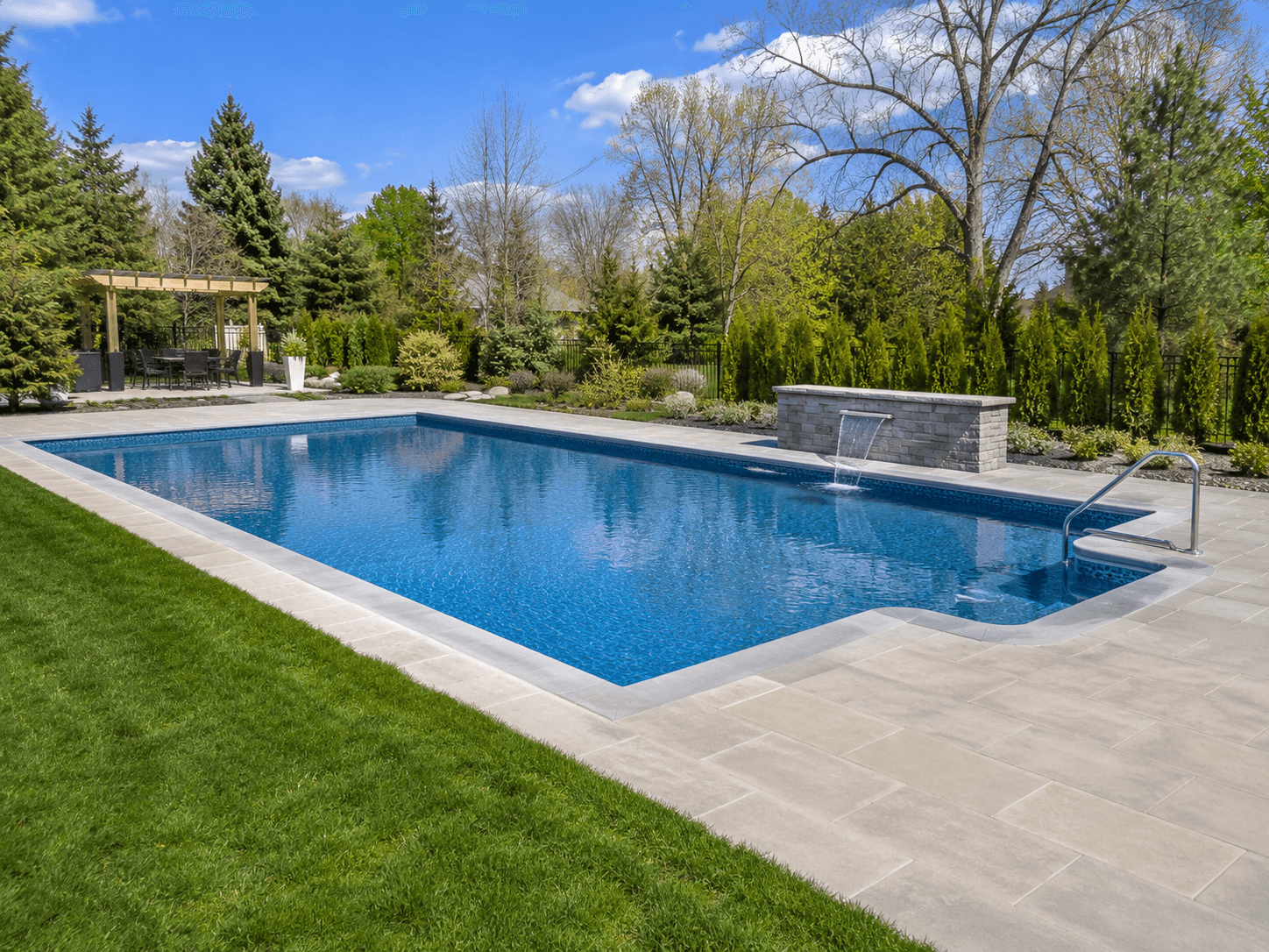 Pool opening rectangular inground pool spring Wellington County Rectangular inground pool opened for spring season Wellington County Ontario