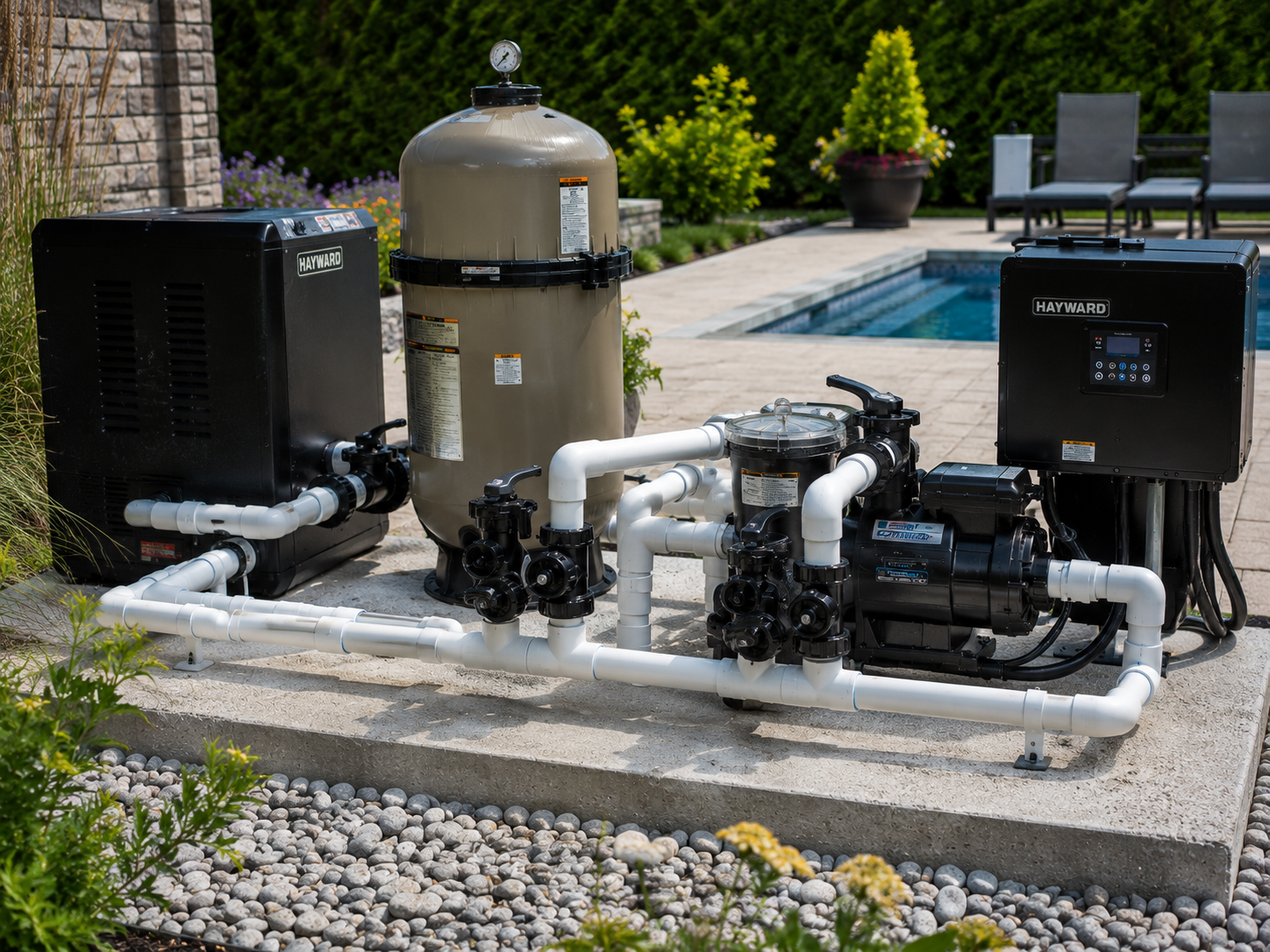 Pool plumbing repair new PVC lines fittings Wellington County Newly repaired pool plumbing lines and fittings Wellington County Ontario