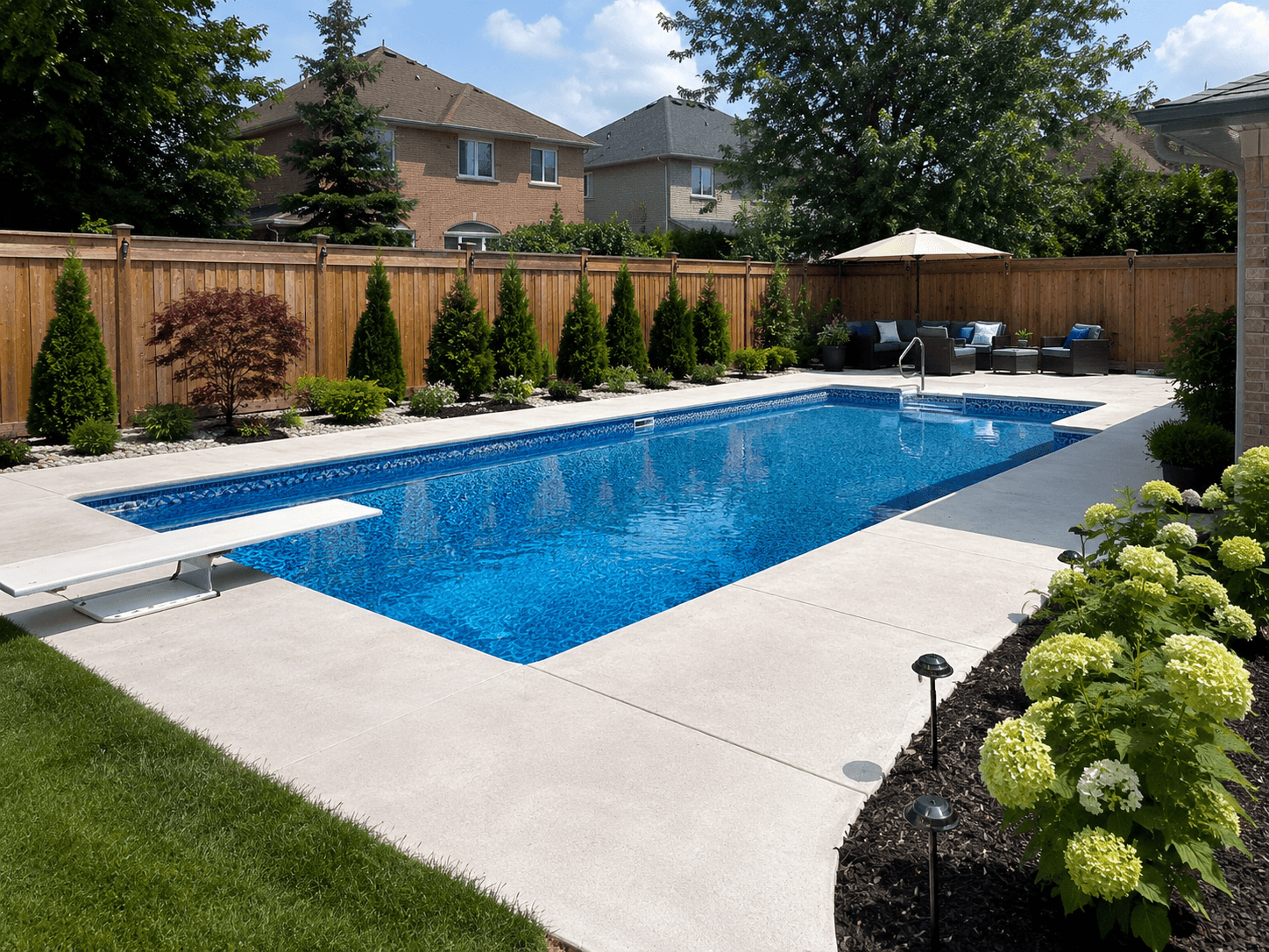 Vinyl liner inground pool Guelph Rectangular inground pool with vinyl liner installation Guelph Ontario